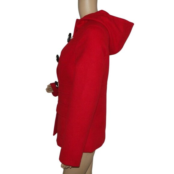 Old Navy Peacoat Womens Size Small Radiant Red Toggle Hooded Pockets - Picture 2 of 14